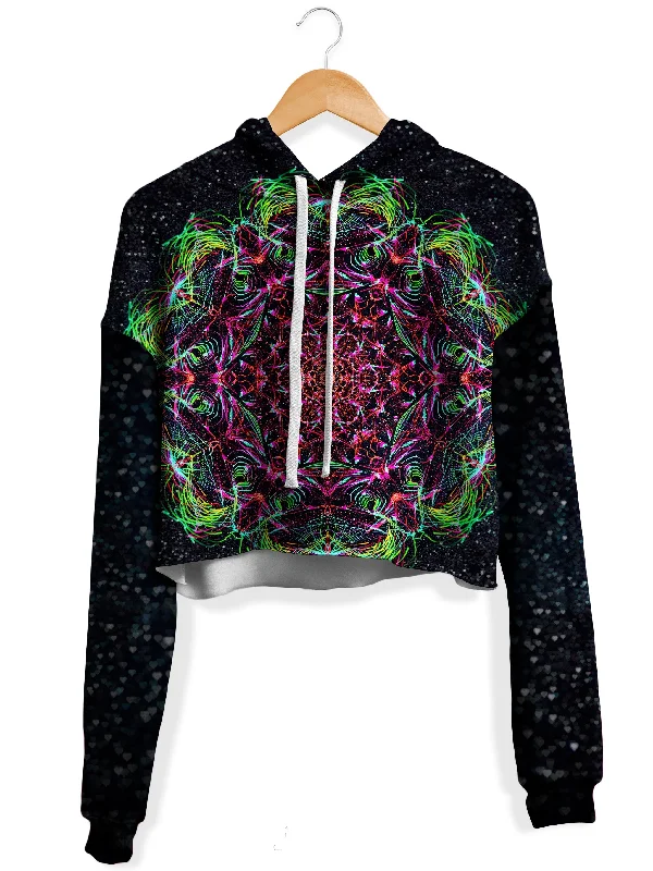 Women's cropped sweatshirt with a lace - trimmed hem for a romantic lookGalactic Portal Fleece Crop Hoodie Women's cropped sweatshirt with a lace - trimmed hem for a romantic lookGalactic Portal Fleece Crop Hoodie