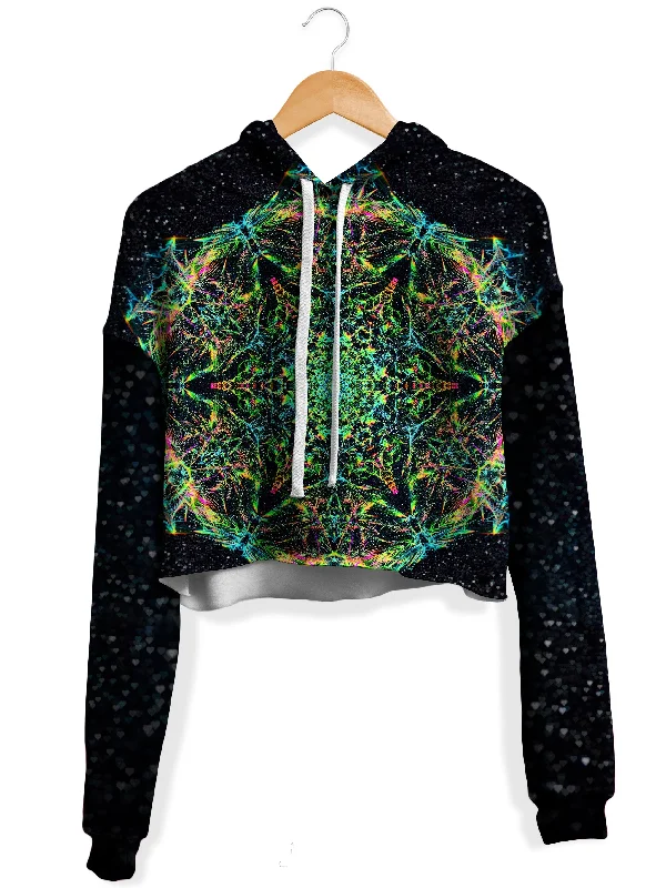 Women's cropped sweatshirt with a slogan graphic for a fun and expressive lookGreen Prism Fleece Crop Hoodie Women's cropped sweatshirt with a slogan graphic for a fun and expressive lookGreen Prism Fleece Crop Hoodie