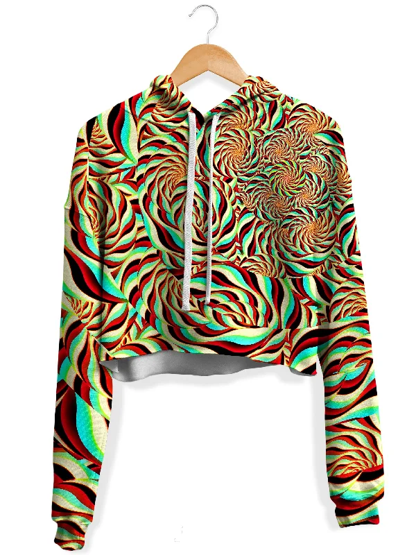 Women's quarter - zip sweatshirt made of organic cotton for eco - conscious fashionHorizon Trippy Fleece Crop Hoodie Women's quarter - zip sweatshirt made of organic cotton for eco - conscious fashionHorizon Trippy Fleece Crop Hoodie