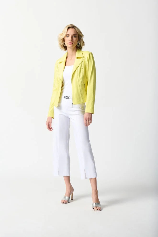 Women's denim jackets with distressed details for a casual and edgy lookJoseph ribkoff yellow jacket 242908