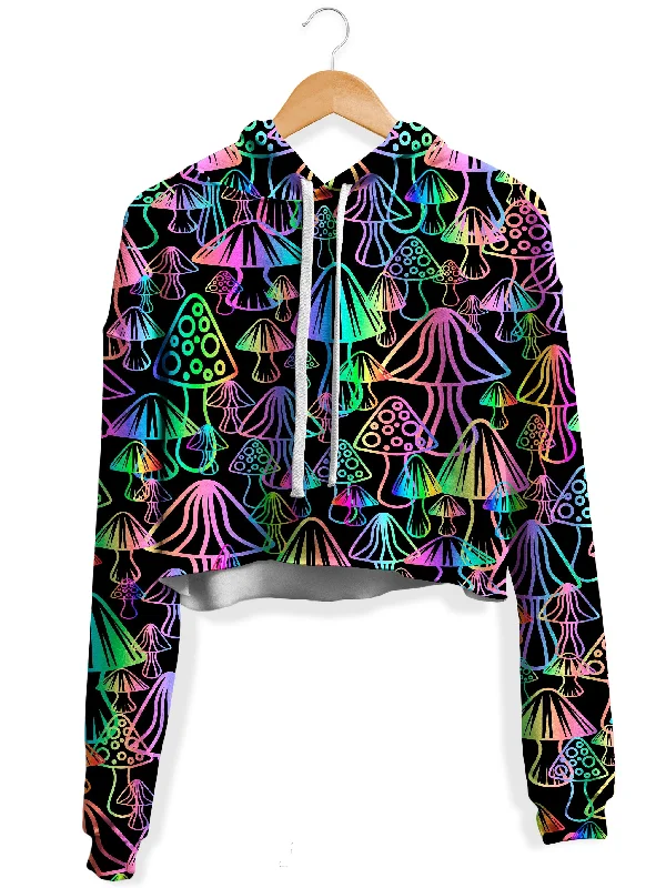 Women's cropped sweatshirt with a slogan graphic for a fun and expressive lookMagic Mushrooms Fleece Crop Hoodie Women's cropped sweatshirt with a slogan graphic for a fun and expressive lookMagic Mushrooms Fleece Crop Hoodie