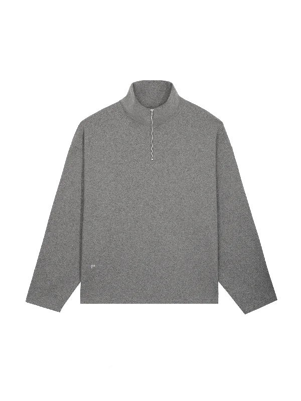 Women's hoodie with a kangaroo pocket and a pom - pom drawstring for added charmMen's Recycled Wool Jersey Half-Zip Sweater—volcanic grey