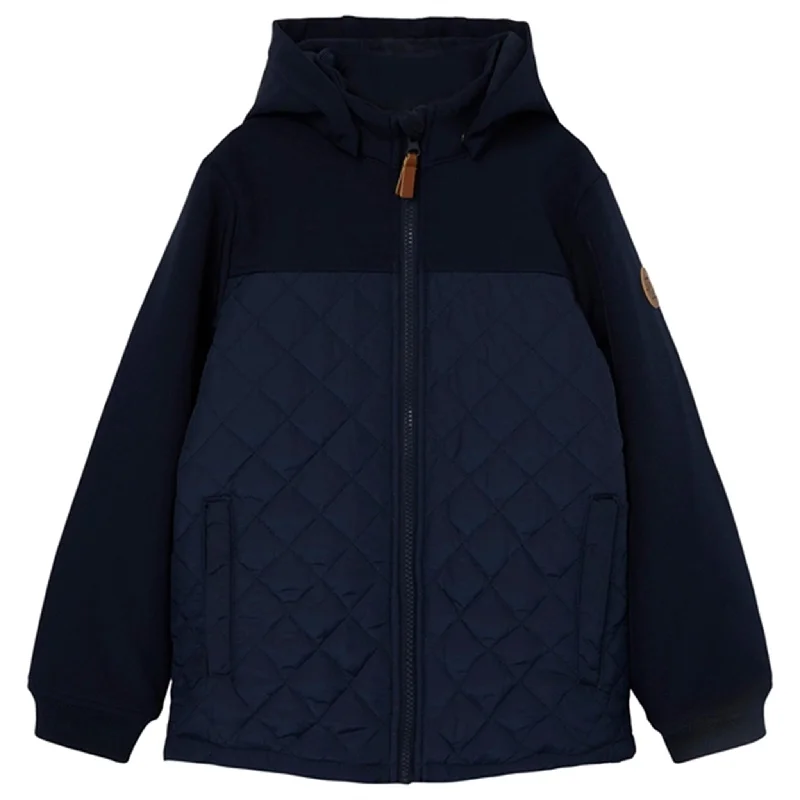 Women's cropped leather jackets with silver zippers for a punk - inspired outfitName it Dark Sapphire Alfa Quilted Jacket Women's cropped leather jackets with silver zippers for a punk - inspired outfitName it Dark Sapphire Alfa Quilted Jacket