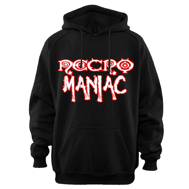 Women's quarter - zip sweatshirt made of organic cotton for eco - conscious fashionNecro "Necromaniac" Pullover Hoodie