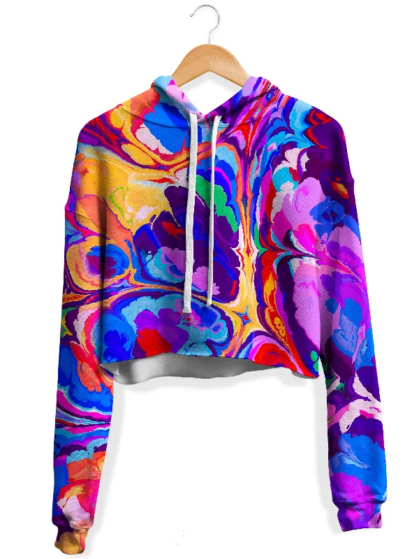 Women's cropped sweatshirt with a lace - trimmed hem for a romantic lookOverflow Fleece Crop Hoodie Women's cropped sweatshirt with a lace - trimmed hem for a romantic lookOverflow Fleece Crop Hoodie