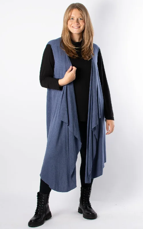 Women's denim jackets with a patchwork design for a bohemian and artsy styleRae Waistcoat | Denim