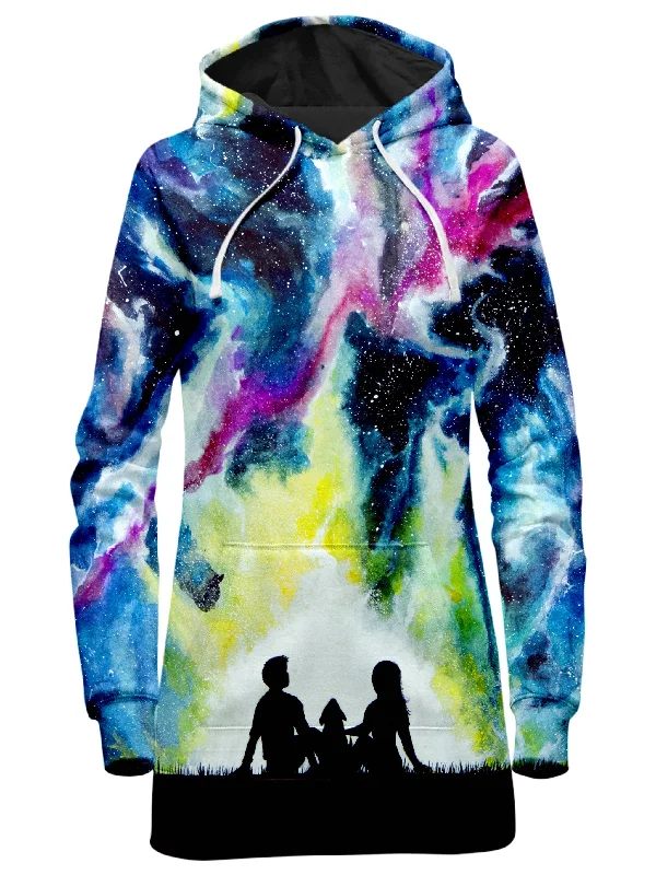 Women's hoodie with a kangaroo pocket and a pom - pom drawstring for added charmStardust Hoodie Dress Women's hoodie with a kangaroo pocket and a pom - pom drawstring for added charmStardust Hoodie Dress