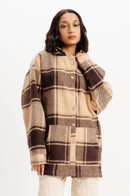 Women's long - length wool blend jackets for a warm and stylish winter lookUnisex Oversized Brown Jacket Women's long - length wool blend jackets for a warm and stylish winter lookUnisex Oversized Brown Jacket