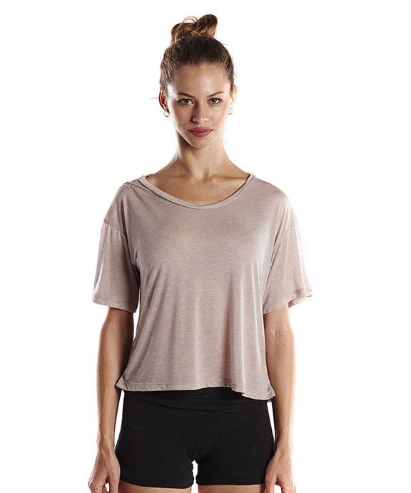 Women's crew - neck sweatshirt in a heather gray shade for a classic and versatile optionUS309 - US Blanks Ladies Boxy Open Neck Top | Champagne Women's crew - neck sweatshirt in a heather gray shade for a classic and versatile optionUS309 - US Blanks Ladies Boxy Open Neck Top | Champagne