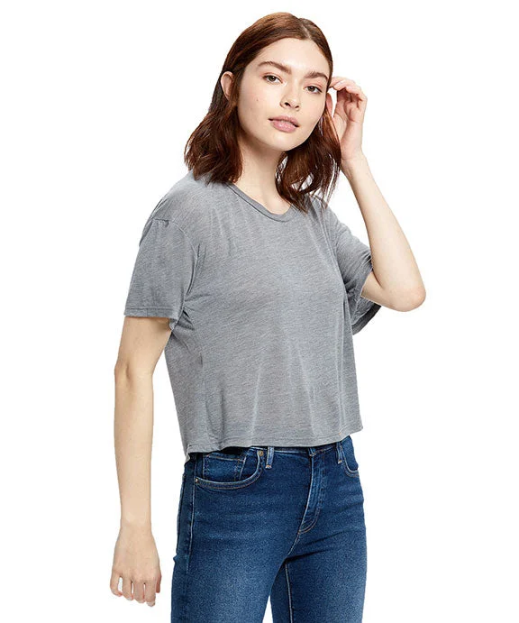 Women's quarter - zip sweatshirt made of organic cotton for eco - conscious fashionUS309 - US Blanks Ladies Boxy Open Neck Top | Heather Grey Women's quarter - zip sweatshirt made of organic cotton for eco - conscious fashionUS309 - US Blanks Ladies Boxy Open Neck Top | Heather Grey