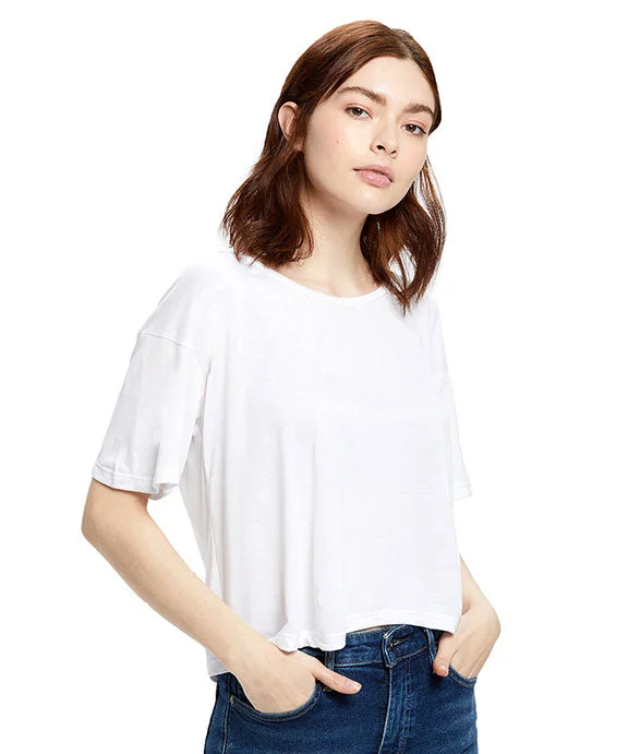 Women's graphic - printed sweatshirt featuring floral patterns for a feminine touchUS309 - US Blanks Ladies Boxy Open Neck Top | White Women's graphic - printed sweatshirt featuring floral patterns for a feminine touchUS309 - US Blanks Ladies Boxy Open Neck Top | White