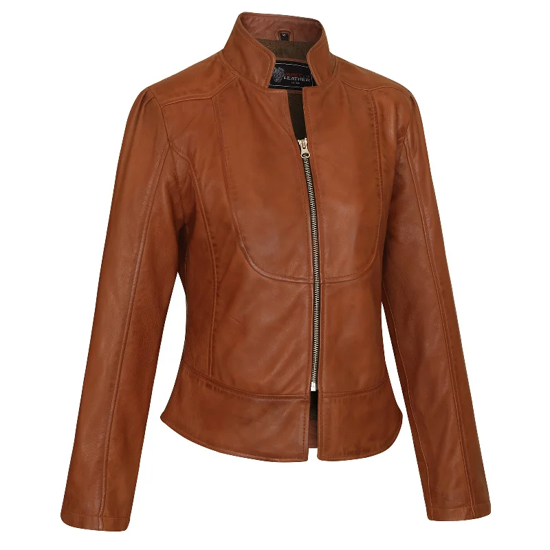 Women's denim jackets with a patchwork design for a bohemian and artsy styleVL650Br Vance Leathers' Ladies Premium Soft Lightweight Brown Fitted Leather Jacket Women's denim jackets with a patchwork design for a bohemian and artsy styleVL650Br Vance Leathers' Ladies Premium Soft Lightweight Brown Fitted Leather Jacket