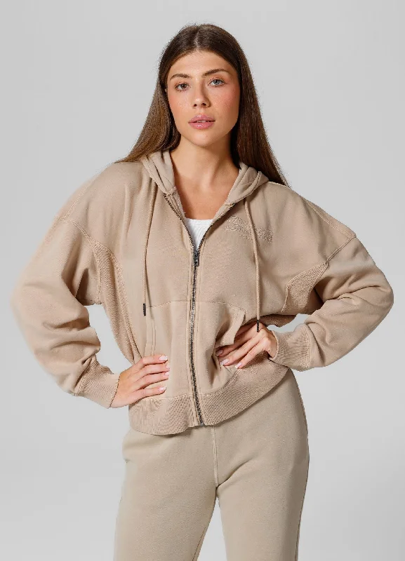 Women's hoodie with a kangaroo pocket and a pom - pom drawstring for added charmWomen's zip-up hoodie Washed Manzanita II