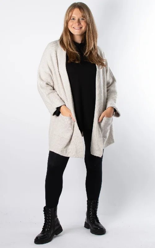Women's cropped leather jackets with a fringe detail for a western - inspired outfitYvonne Cardigan | Pale Grey