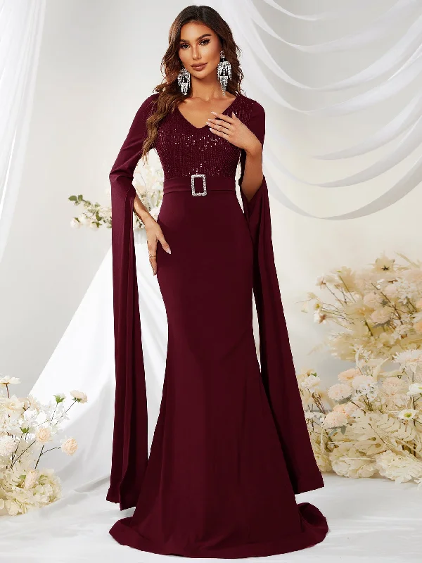 Empire Waist Women Dress to Accentuate the Bust and Conceal the Waist Empire Waist Women Dress to Accentuate the Bust and Conceal the Waist NiDELL New Split Sleeve V-neck Sequin Ball Gown High Waist Sheath Fishtail Trailing Dress-SS251-1 Empire Waist Women Dress to Accentuate the Bust and Conceal the Waist Empire Waist Women Dress to Accentuate the Bust and Conceal the Waist NiDELL New Split Sleeve V-neck Sequin Ball Gown High Waist Sheath Fishtail Trailing Dress-SS251-1