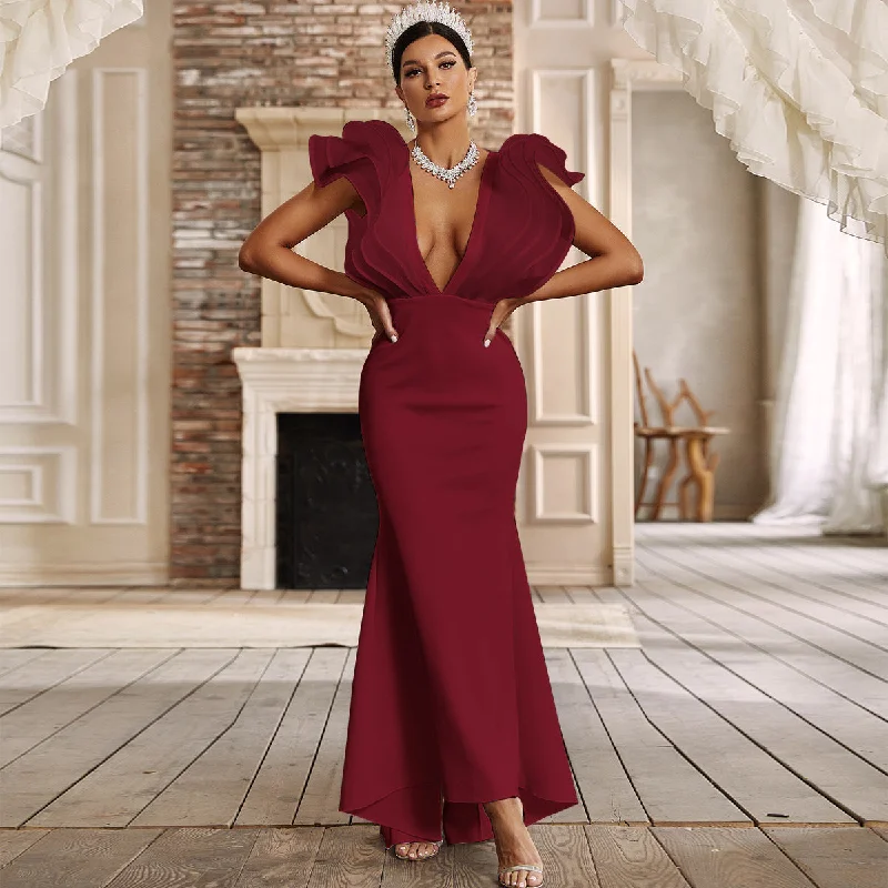 Wrap - Style Women Dress with Adjustable Fit for All Body Types Wrap - Style Women Dress with Adjustable Fit for All Body Types NiDELL Popular Foreign Trade Design Dress Mesh Stitching Large V-neck Ruffled Long High-End Dress Banquet-A301 Wrap - Style Women Dress with Adjustable Fit for All Body Types Wrap - Style Women Dress with Adjustable Fit for All Body Types NiDELL Popular Foreign Trade Design Dress Mesh Stitching Large V-neck Ruffled Long High-End Dress Banquet-A301
