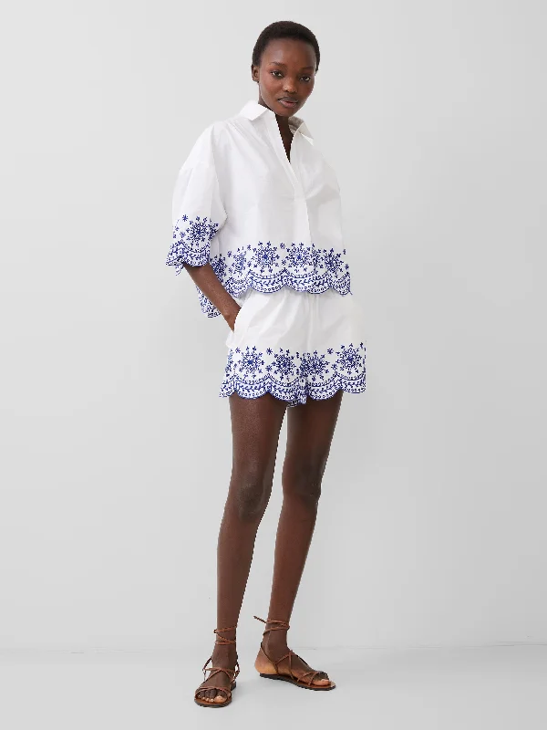 Tie - Waist Women Shorts for a Customizable FitAlissa Cotton Embroidered Shorts