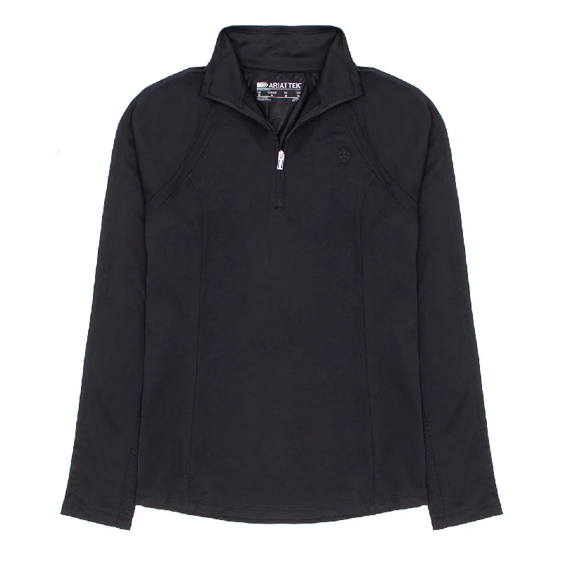 Ruffled cuffs polo shirt for a more elegant touchAriat Womens Sunstopper 3.0 1/4 Zip Baselayer Black Ruffled cuffs polo shirt for a more elegant touchAriat Womens Sunstopper 3.0 1/4 Zip Baselayer Black