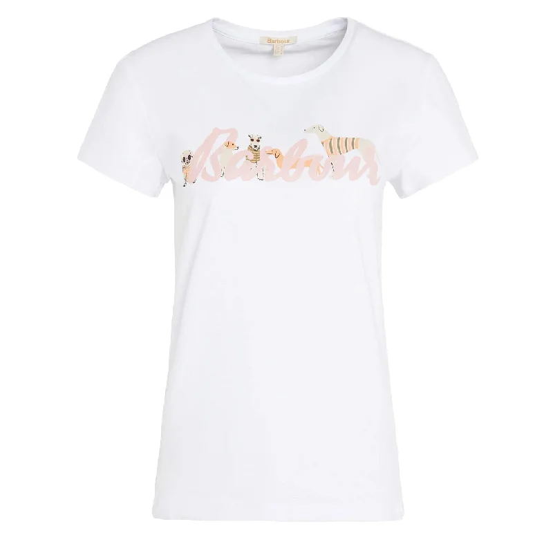 Ruffled cuffs polo shirt for a more elegant touchBarbour Womens Southport T-Shirt White Ruffled cuffs polo shirt for a more elegant touchBarbour Womens Southport T-Shirt White