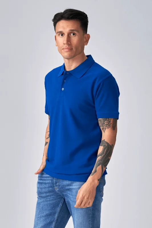 Solid color performance fabric polo shirt for sports activitiesBasic Polo - Blå