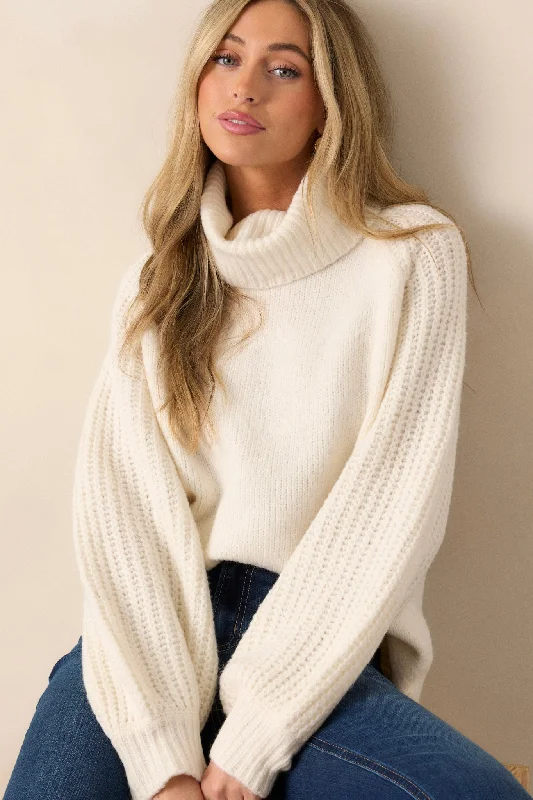 Cropped Women Long Sleeve Top to Pair with High - Waisted BottomsBe Better Ivory Sweater