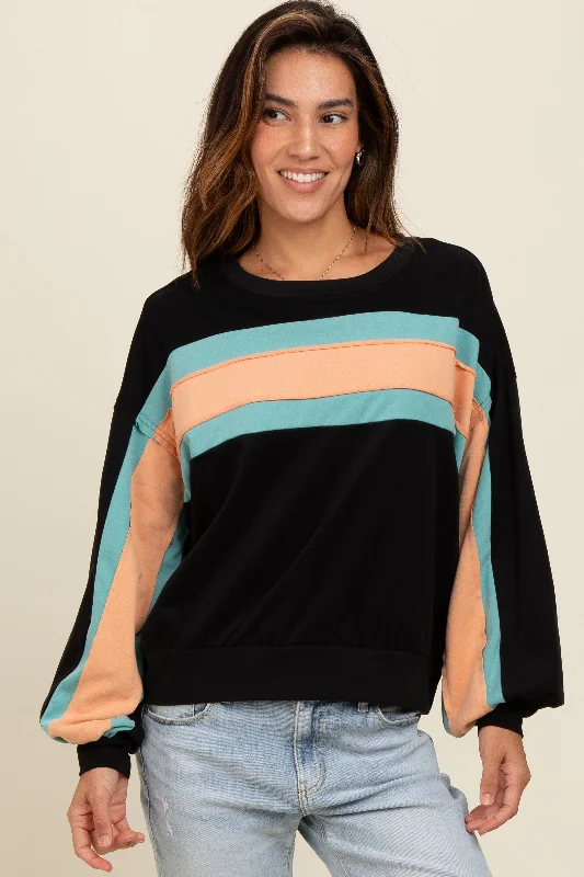 Lace - Trimmed Women Long Sleeve Top for an Elegant LookBlack Colorblock Pullover Top Lace - Trimmed Women Long Sleeve Top for an Elegant LookBlack Colorblock Pullover Top
