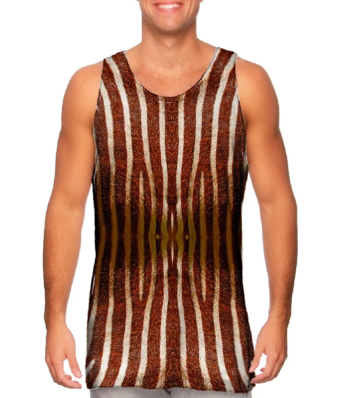 Women's Longline Tank Tops with Abstract PrintsBrown Zebra Stripes