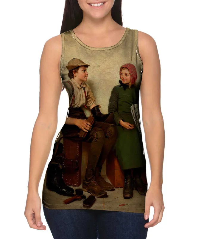 Plus Size Women's Glitter - Trimmed Tank Tops for Party NightsBrowns -"Boy and Girl" (1889) Plus Size Women's Glitter - Trimmed Tank Tops for Party NightsBrowns -"Boy and Girl" (1889)
