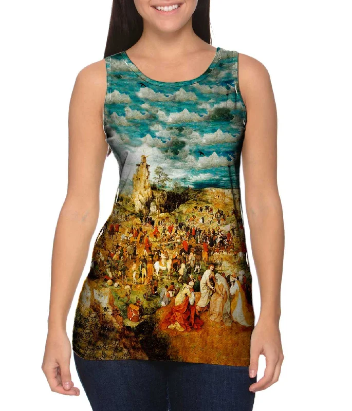 Square Neck Women's Organic Cotton Tank Tops in Earth TonesBruegel - "Procession To Calvary" (1564) Square Neck Women's Organic Cotton Tank Tops in Earth TonesBruegel - "Procession To Calvary" (1564)