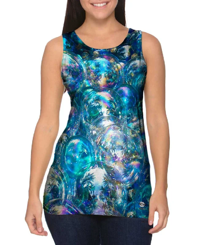 Plus Size Women's Puff - Sleeve Tank Tops in Pastel HuesBubble Bath