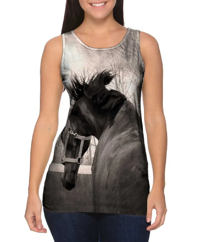 Plus Size Women's Ruffled Hem Tank Tops with Floral PrintsBucking Bronco