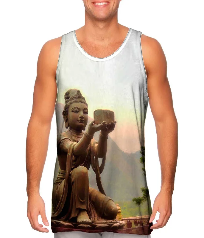 Plus Size Women's Side - Slit Tank Tops in Metallic ShadesBuddha 001
