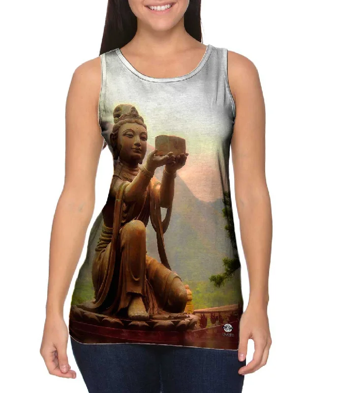 Crew Neck Women's Sustainable Tank Tops Made from Recycled MaterialsBuddha 001
