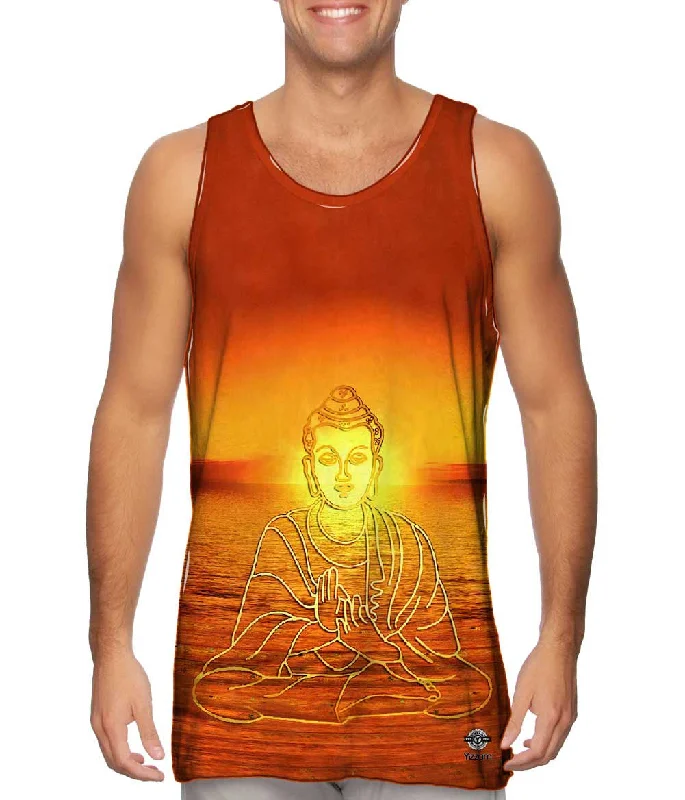 Women's Cropped Tank Tops with Vintage Band LogosBuddha Deity Sunset Glow