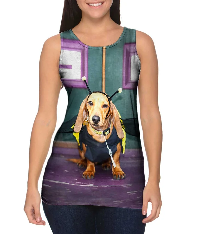 Halter Neck Women's Modal Blend Tank Tops for ComfortBumblebee Dachshund
