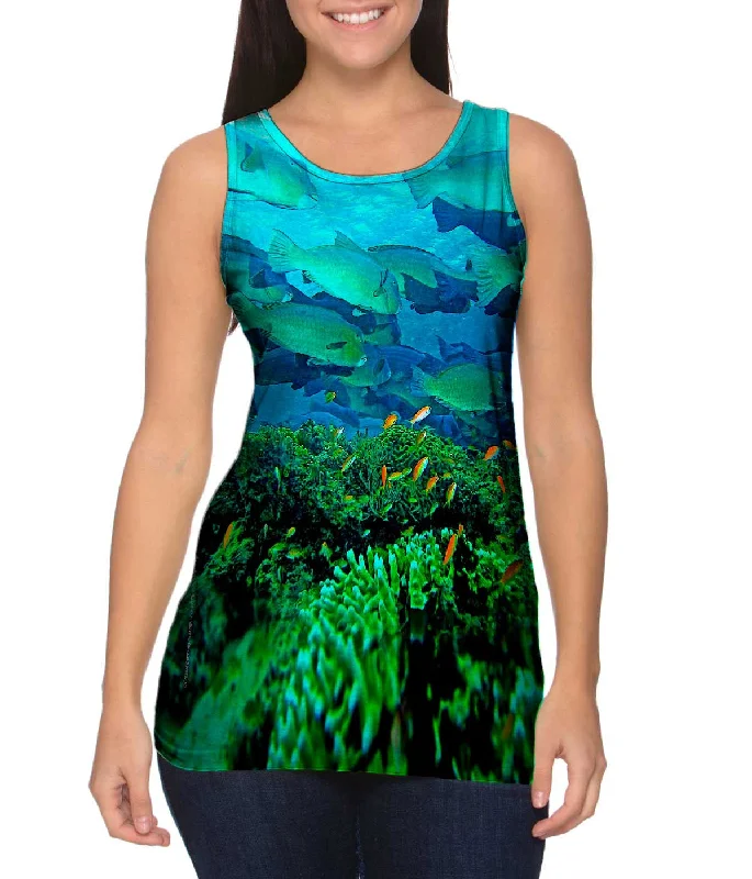 Crew Neck Women's Sustainable Tank Tops Made from Recycled MaterialsBumphead Parrotfish Underwater Crew Neck Women's Sustainable Tank Tops Made from Recycled MaterialsBumphead Parrotfish Underwater