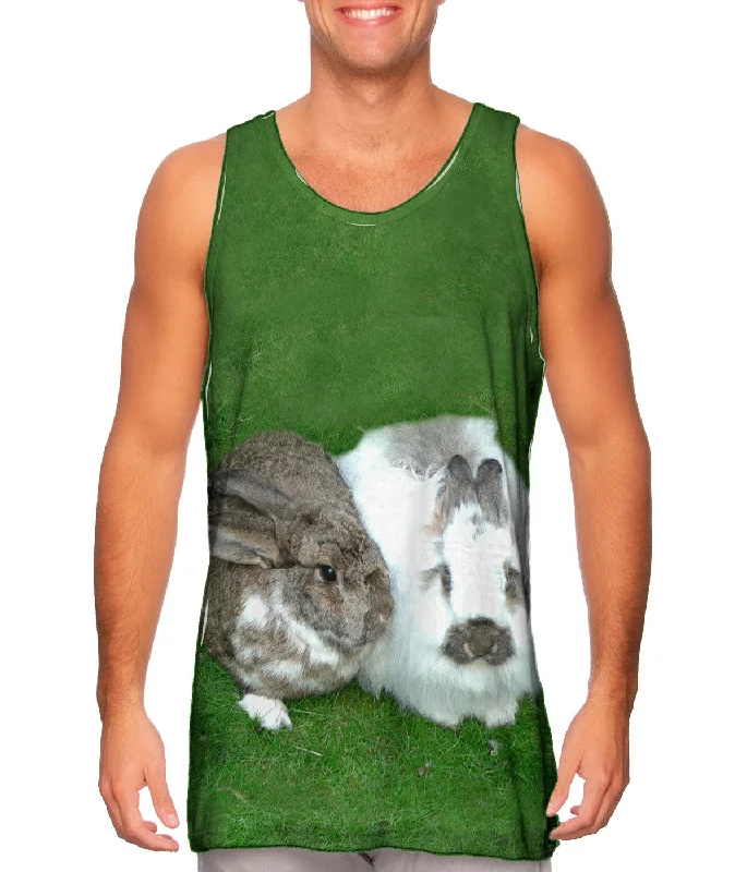 Plus Size Women's Puff - Sleeve Tank Tops in Pastel HuesBunny Rabbit Friends
