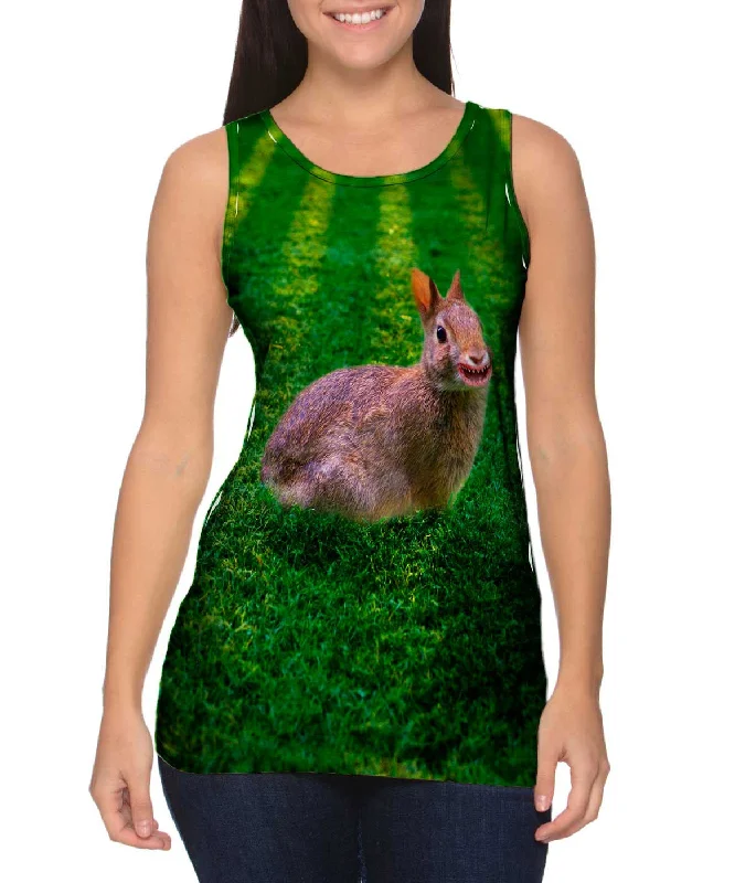 High - Neck Women's Silk Blend Tank Tops for a Luxurious FeelBunny Shark Smile