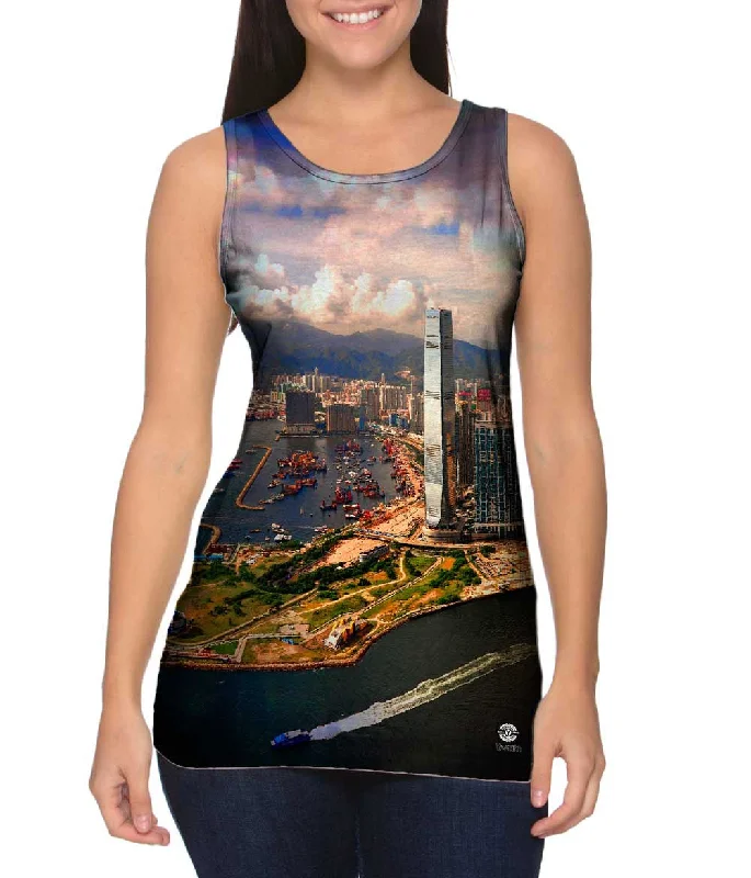 Women's Spaghetti Strap Tank Tops with Geometric PatternsBustling City