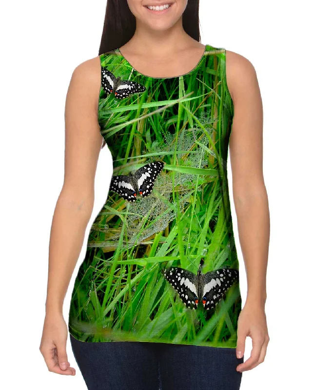 Crew Neck Women's Sustainable Tank Tops Made from Recycled MaterialsButterfly 002