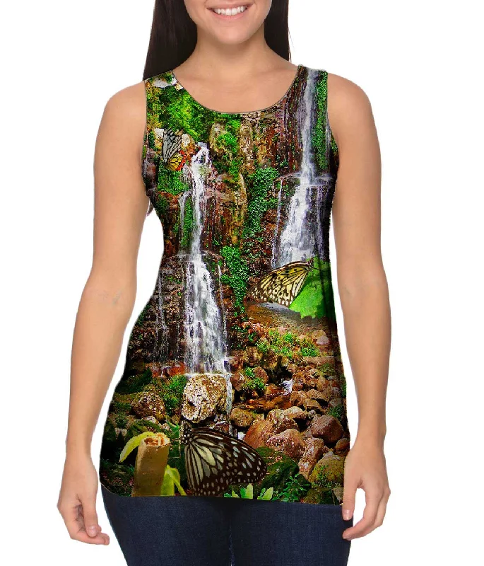 Mock Neck Women's Performance Tank Tops for CyclingButterfly 004