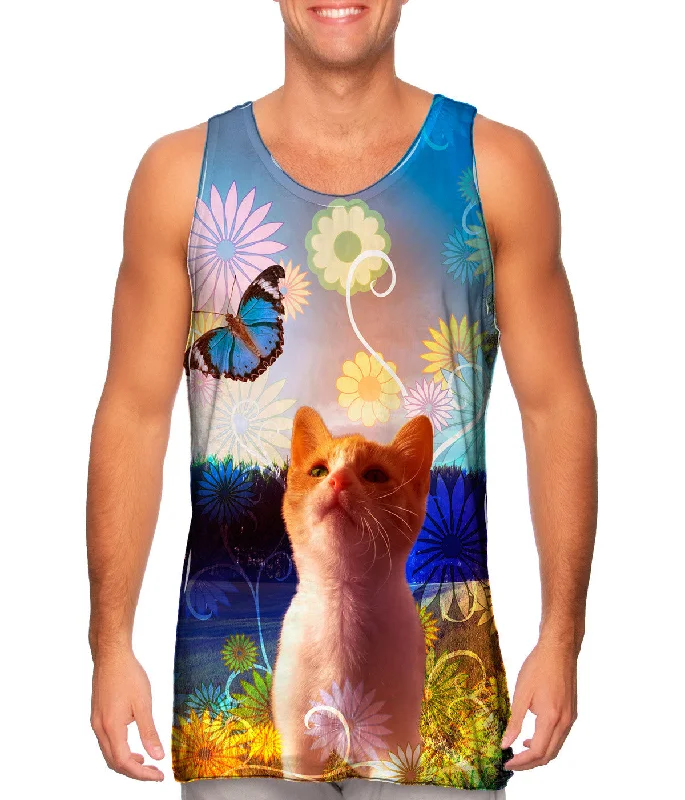 Plus Size Women's Ruffled Hem Tank Tops with Floral PrintsButterfly Kitten
