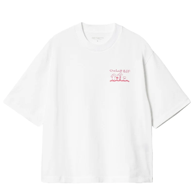Floral print short - sleeve polo shirt for a feminine lookCarhartt WIP Womens S/S Kainosho T-Shirt White / Charm Pink Floral print short - sleeve polo shirt for a feminine lookCarhartt WIP Womens S/S Kainosho T-Shirt White / Charm Pink