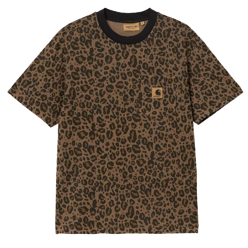 Carhartt WIP Womens S/S Leo Pocket T-Shirt Camo Leo Tamarind Garment Dyed