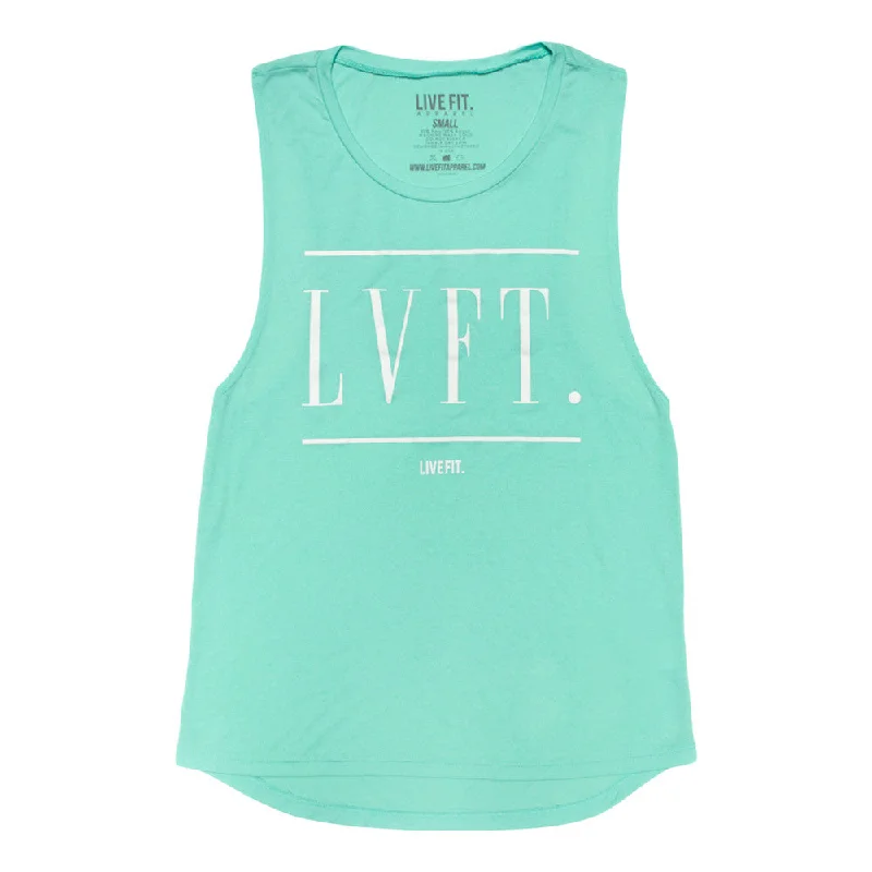 Women's Cropped Tank Tops with Vintage Band LogosCentury Muscle Tank- Teal