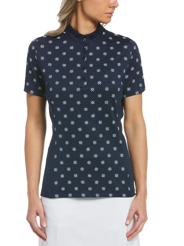 UV - protected polo shirt for outdoor enthusiastsWomens Chevron Floral Print Shirt