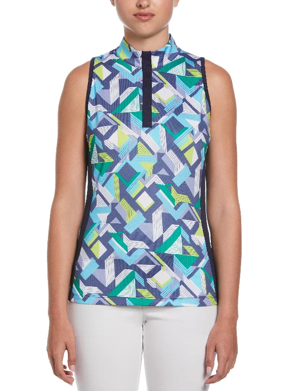 Womens Colliding Chevron Geo Print Golf Shirt