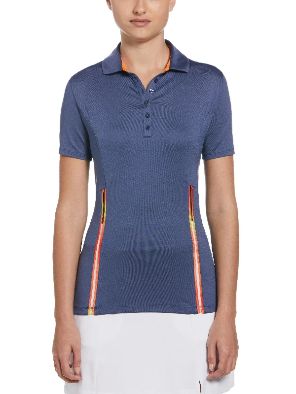 Sustainable polo shirt made from recycled materialsWomens Color Block Chroma Stripe Golf Polo Sustainable polo shirt made from recycled materialsWomens Color Block Chroma Stripe Golf Polo