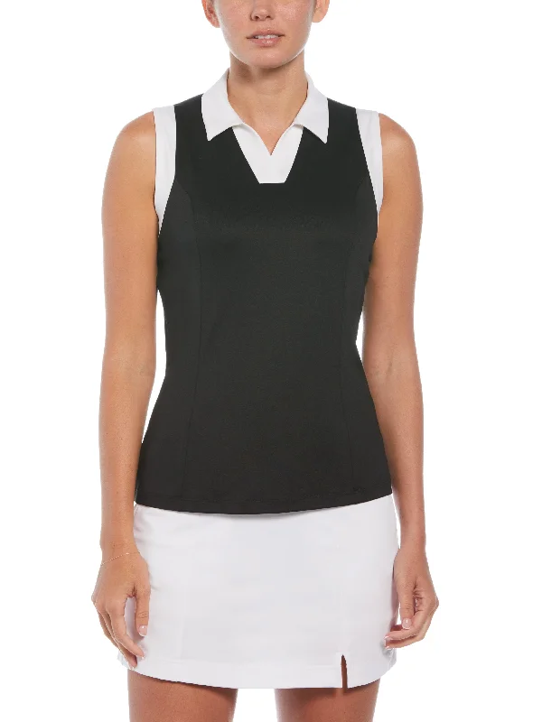 Women's classic white cotton polo shirt for casual outingsWomens Color Block V-Placket Golf Polo Women's classic white cotton polo shirt for casual outingsWomens Color Block V-Placket Golf Polo