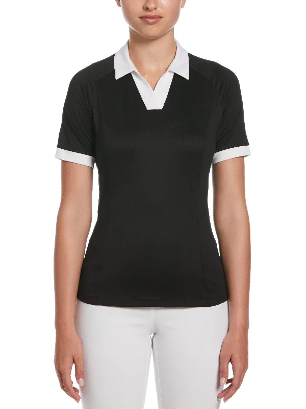 Nursing polo shirt for breastfeeding mothersWomens Color Block V-Placket Golf Polo